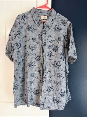Weatherproof Light Blue Short-Sleeve Floral Button-Down Shirt